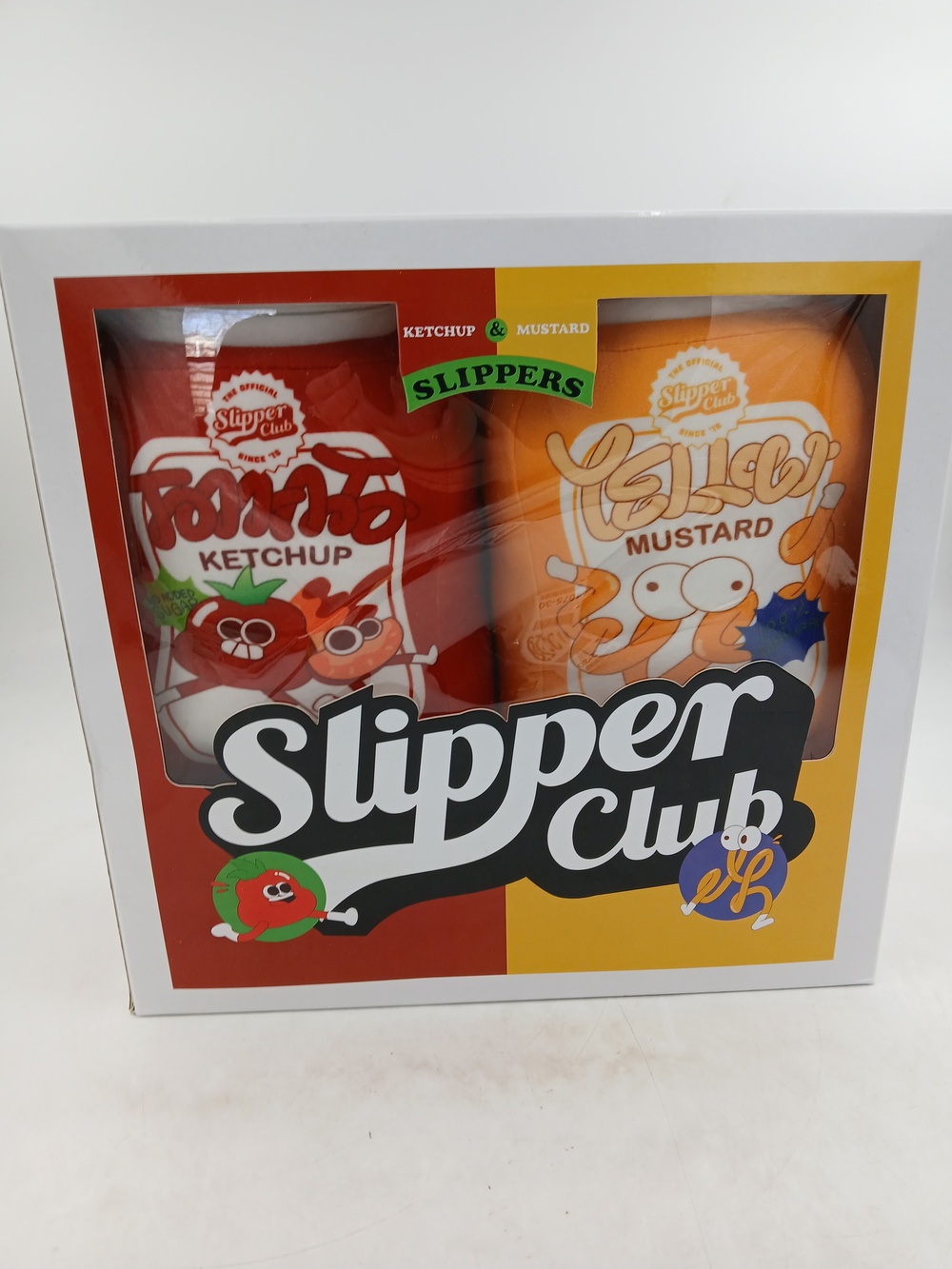 Slipper Club Slippers Ketchup & Mustard Novelty Gift Box Cozy One Size
